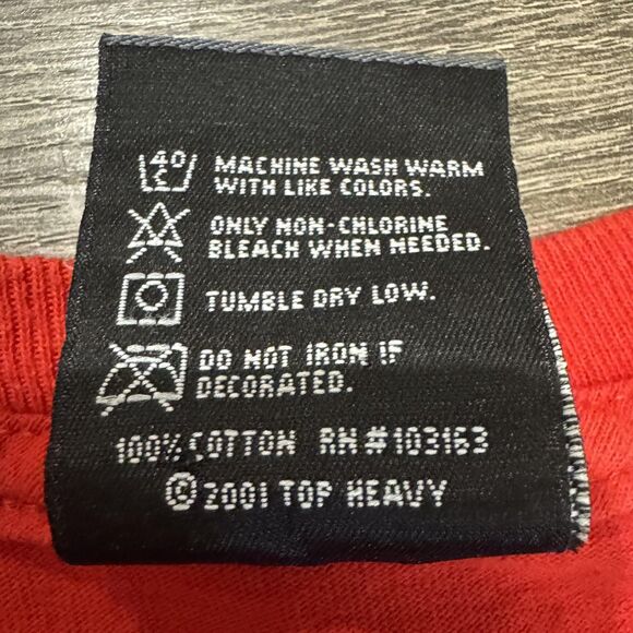 Vintage Top Heavy Shirt Youth XL Red Long Sleeve Monkey Skate Tee Y2K 00s - Picture 10 of 10